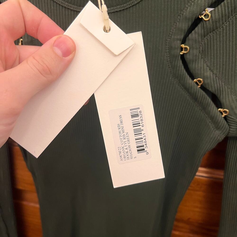 Dion Lee Organic Cotton Rib Hook & Eye Rib Mini Dress Shadow Green sz S $520 NWT - Picture 5 of 14